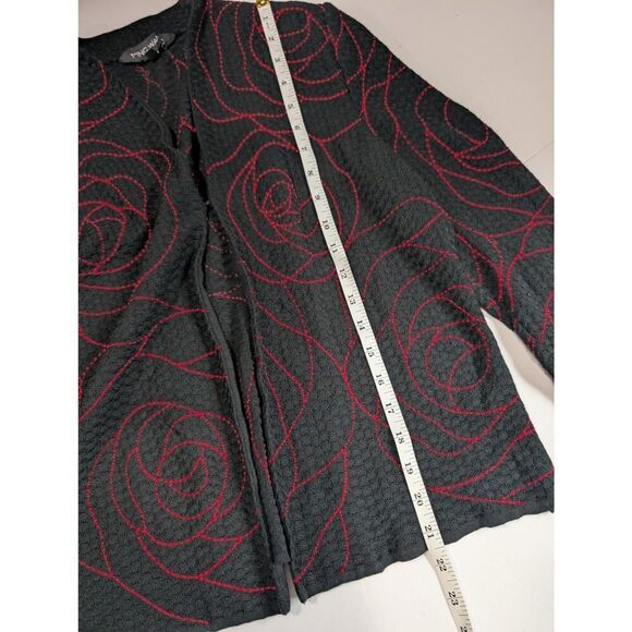 Ming Wang Jacket Women's Petite Medium Black Rose Pattern Cardigan career church - Picture 9 of 10